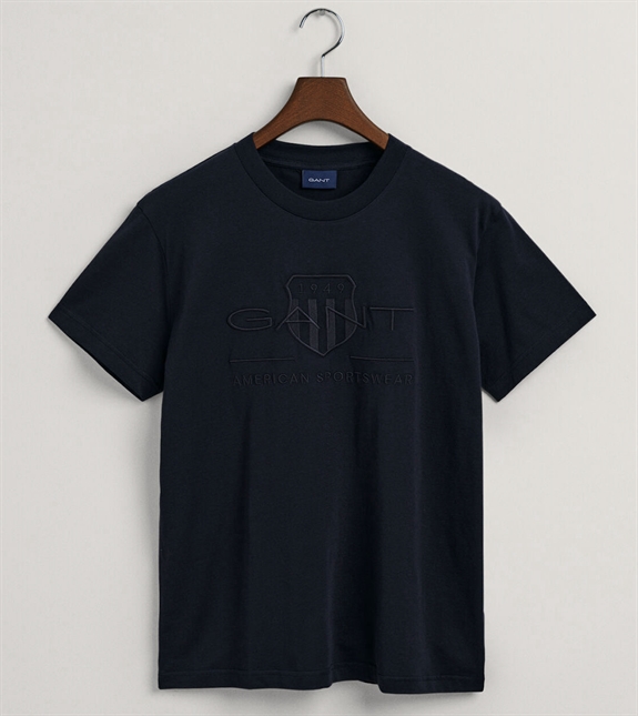 GANT Reg Tonal Shield SS T-shirt - Evening Blue